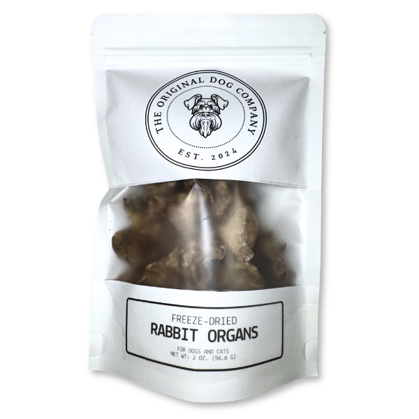 Freeze dried rabbit organs for dogs, single-protein assortment of nutrient-dense organ meat.