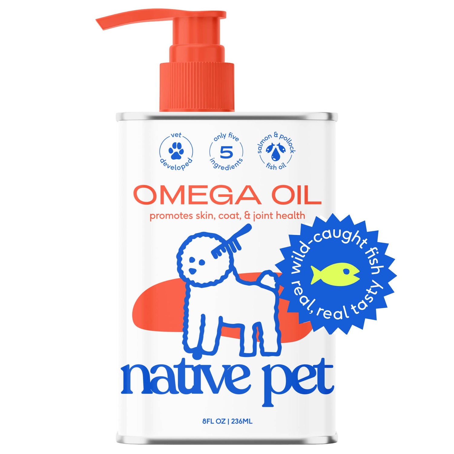 Premium Omega-3 fish oil supplement for dogs, promoting a healthy coat, skin, and joint support