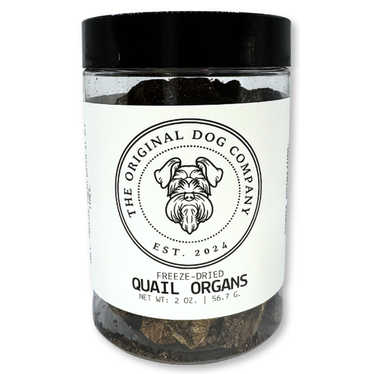 Freeze dried rabbit organs and quail liver and lung bundle for dogs by the Original Dog Company