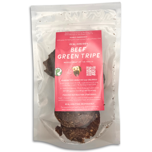 Beef green tripe dog treat - nutrient-rich, digestible, and promotes gut health.