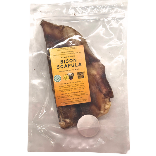  Bison scapula dog chew, rich in protein, ideal for strong chewers. A natural and long-lasting treat for dogs.