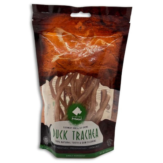 Light and easily digestible duck trachea dog chew, perfect for puppies, seniors, and training rewards.